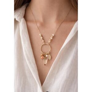 Pomina Gold Charm Beaded Necklace New